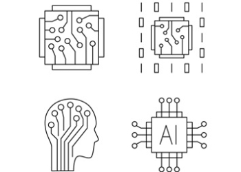 Artificial intelligence and machine learning line icon